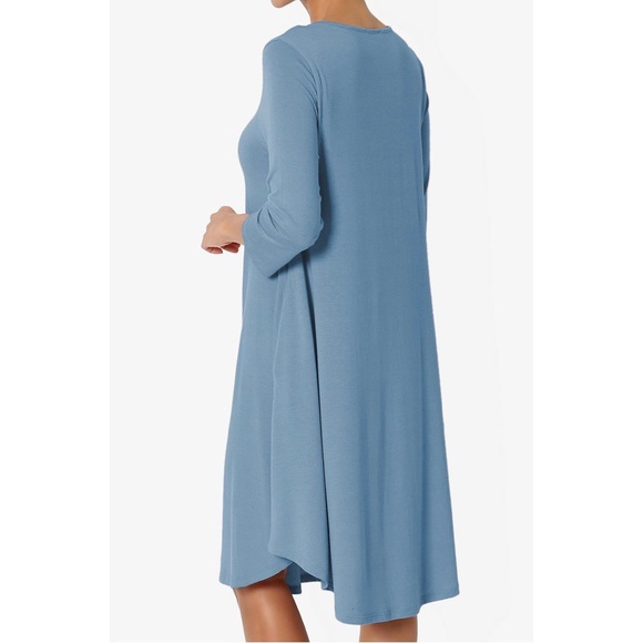 โ๏ธMIDI SWING DRESS IN TITANIUM BLUE - Picture 4 of 7